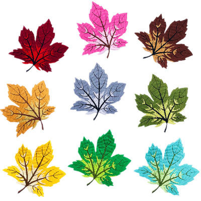 Spot Hot Color Maple Leaf Embroidered Cloth Stickers Ironing AliExpress Leaves Embroidery Mark Bags Hand Cut Edge Zhang Zai