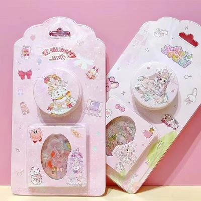 New Creative Journal Notepaper + and Paper Adhesive Tape Set Children Cartoon DIY Journal Material Decorative Stickers