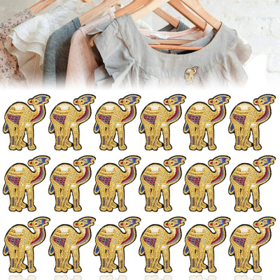 Spot Gold Camel Embroidered Cloth Stickers Computer Emboridery Label Gold Silk Zhang Zai Embroidery Logo Desert Camel Patch