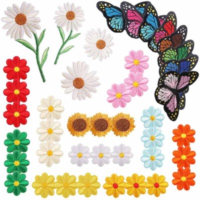 Spot Sunflower Patch Ironing Emboridery Label Cartoon Butterfly Embroidered Cloth Stickers Bag Decoration Little Red Flower Zhang Zai