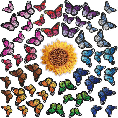 Spot Amazon Butterfly Patch Cartoon Sunflower Embroidered Cloth Stickers Computer Embroidered Zhang Zi Ironing Supply