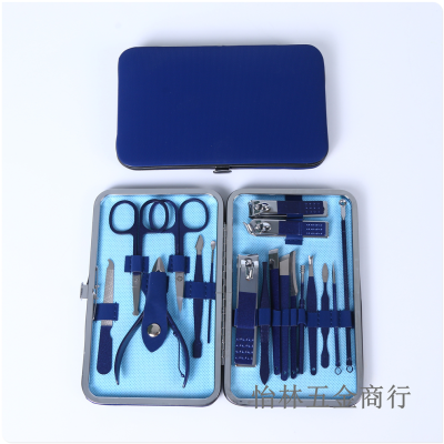 Factory Direct Sales Trimming Nail Clippers Set Tools Portable Nail Scissors Eyebrow Pencil Household Nail Clippers 18-Piece Set
