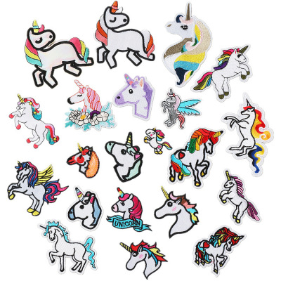 Spot Unicorn Embroidered Cloth Stickers Cartoon Patch Stickers Amazon Unicorn Horse Computer Embroidered Patch Clothes Zhang Zai Logo