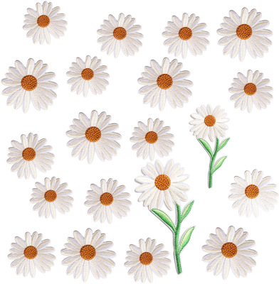 Spot Goods Little Daisy Embroidered Cloth Stickers Computer Emboridery Label Amazon Hot Selling Small Flower Patch Ironing Flower Zhang Zai