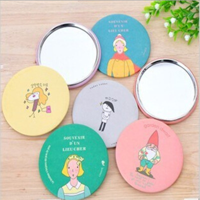 Cartoon Mini-Portable Makeup Mirror Small round Mirror round Portable Cute Small Mirror HD Tin Mirror Gift