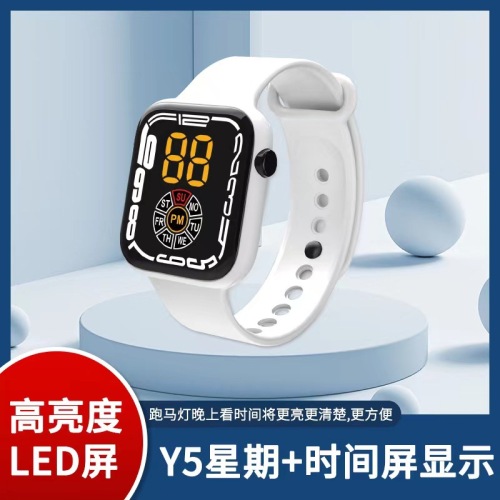 New Y5 Chinese Week Luminous Electronic Watch Box with Numbers Button Couple Children Fashion Sports Bracelet