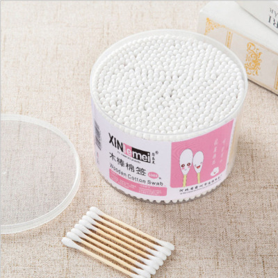 Core Locus Cotton Swabs 500 Large round Boxed Double-Headed Wooden Cotton Sticks Disposable Cosmetic Cotton Swab Household Beauty Remover