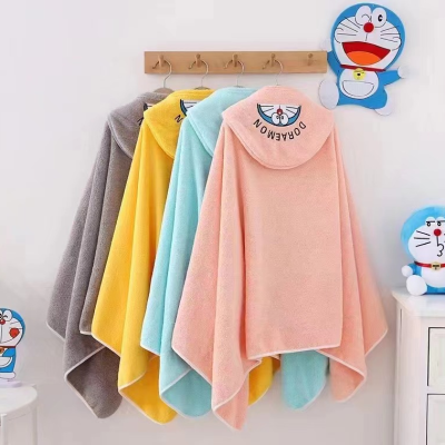 Genuine Doraemon Children's Coral Fleece Bathrobe over Water-Absorbing Bath Bath Towel Cape