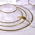 Creative Folding Hammer Pattern Glass Plate Transparent Golden Edge Glass Fruit Plate Western Cuisine Plate Restaurant Decoration Plate Factory Wholesale