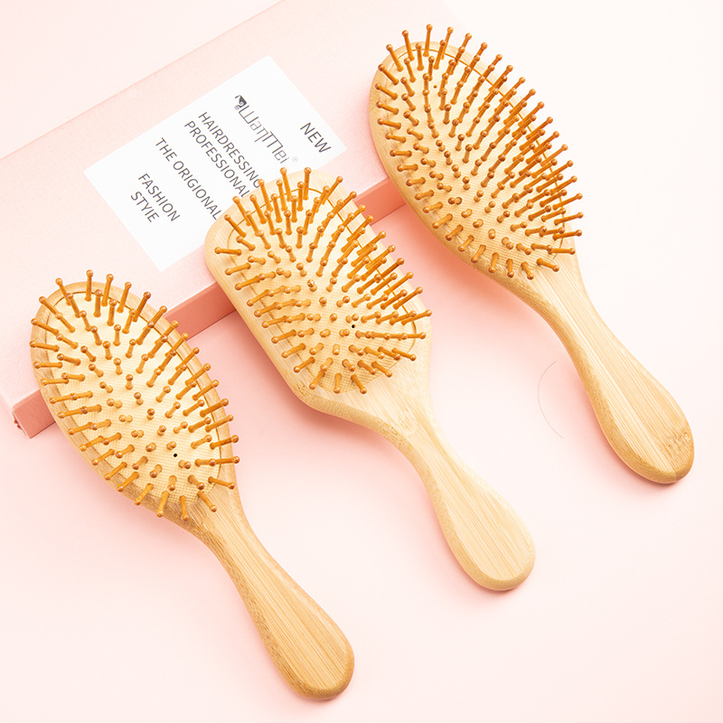 跨境楠竹大板护发气囊梳家用美发造型按摩梳顺发梳大板头木制梳子