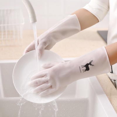 Household Gloves Transparent White Laundry Waterproof Plastic Rubber Household Cleaning Non-Slip Rubber Durable Kitchen Dishwashing