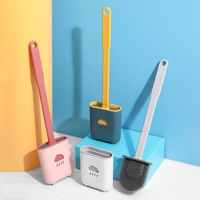 Bathroom No Dead Angle Long Handle Flexible Glue Brush Punch-Free Wall Hanging Cleaning Brush New Gap Silicone Cloud Toilet Brush