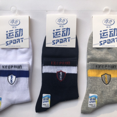 Langsha New Combed Cotton Embroidery Sports Men Socks Fiber Content Cotton 70.8%, Polyester Fiber 26.5% Spandex