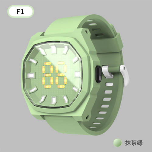 New F1 Led3d Stereo Display Electronic Watch Band Week Display Switch Button Children‘s Casual Bracelet