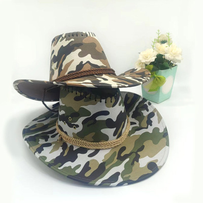 Four Seasons Camouflage Wide Brim Hat Outdoor Leisure Fishing Hat Sunshade Sun Protection Hat Suede Denim Hat Factory Direct Sales