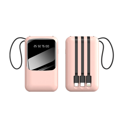 Wholesale Lightweight Large Capacity Power Bank with Cable 20000 MA Compact Portable Gift Mobile Power.