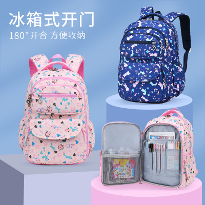 Children's Schoolbag Primary School Student Grade One Two Three to Six Girls Super Lightweight Backpack Refrigerator Open Door Girl