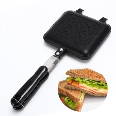 Hz434 Sandwich Mold Household Flat Double Side Heating Non-Stick Breakfast Bread Making Plaid Baking Pan Frying Pan