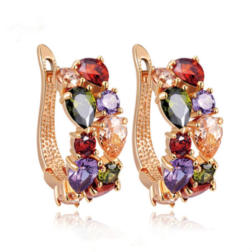 cross-border supply mona lisa fashion european and american style colorful zircon earrings female popular ear buckle earrings