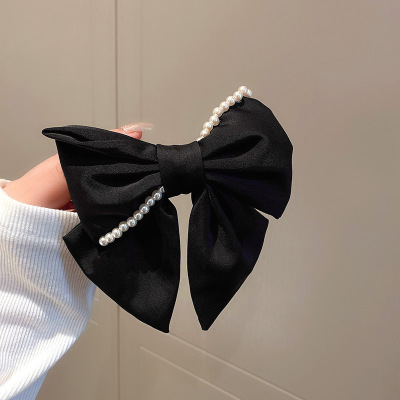 Pearl Hair Accessories Women's Summer Big Bow Clip Hairware Elegant Hair Clip Back Head Korean Style 2021 New Hair Pin