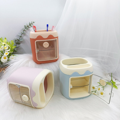 Creative Fun DIY Pig Storage Rack Pen Holder Mini Home Stationery Jewelry Storage Cabinet Storage Box