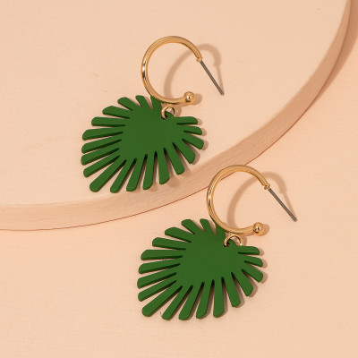 European and American Fashion & Trend Simple Leaf-Green Fresh Cute Personality Japanese and Korean Alloy Earrings Female Accessories Wholesale
