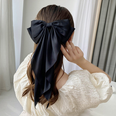 Yang Zi Same Style Black Barrettes Back Head Bow Headdress Korean Head Clip Spring Clip Hairpin Female Adult