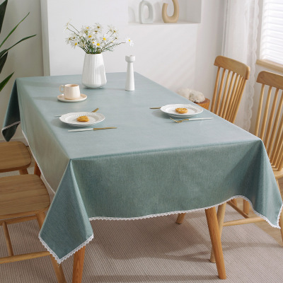 Cross-Border Amazon Cotton Linen Tablecloth Waterproof Oil-Proof Disposable Solid Color Tablecloth Restaurant and Tea Table Tablecloth in Stock Wholesale