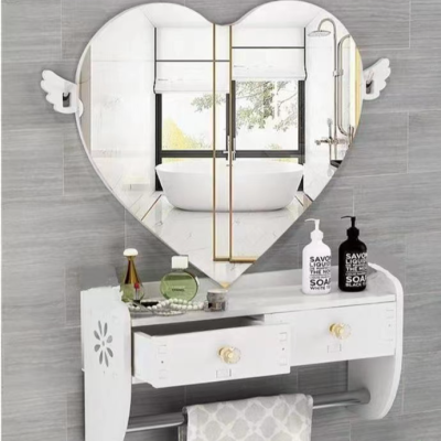 Bathroom Bedroom Toilet One-Piece Double-Drawer round Mirror