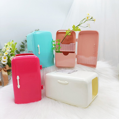 Creative Fun DIY Refrigerator Pen Holder Mini Children's Toy Home Appliances Play House Student Multi-Function Storage Box