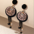 Personality Geometry Crystal Black Chain Tassel Earrings Korean Fashion Special-Interest Elegant High-End Earrings