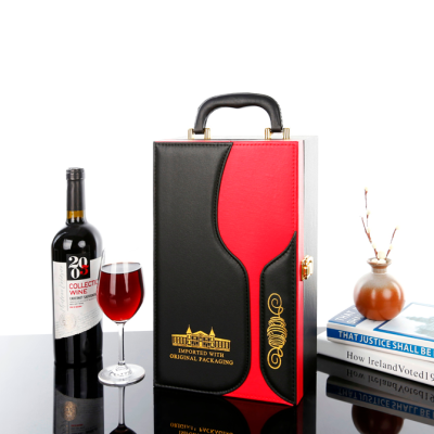 Double Wine Box Red Wine Package Box 2 Bottles of Wine Box with 4 Wine Sets Can Be Customized Logo Yiwu Factory New Wine Box