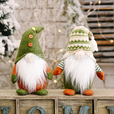 Christmas Decoration Supplies Knitted Non-Woven Standing Faceless Doll Creative Green Santa Claus Ornaments