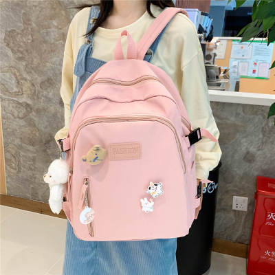 Wholesale Solid Color Simple Backpack College Student Large Capacity Schoolbag Harajuku Style Backpack Mori Style Backpack