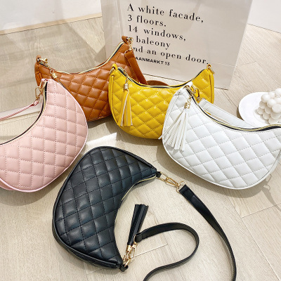 Underarm Bag Small Bag Factory Wholesale 2022 Korean Style Shoulder Bag Cross-Border Hot Diamond Check Bag Bags Selenodont Bag