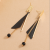 Japanese and Korean Ear Hook Black Knife-Shaped Triangle Chain Stud Earrings Female Hipster Fashion Titanium Steel Earrings