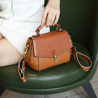 Small Bag Women's Bag 2022 New Fashion Genuine Leather Double-Shoulder Strap Portable Messenger Bag Summer Versatile Fashion Handbag for Women