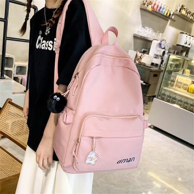 Japanese Style Solid Color Backpack Women's Vintage Style Large-Capacity Backpack Wholesale Student Schoolbag Simple Ins Backpack