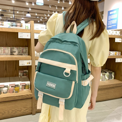 Spring and Summer Backpack Workwear Contrast Color Casual Backpack Harajuku Style High School Student Bag Korean Ins Backpack