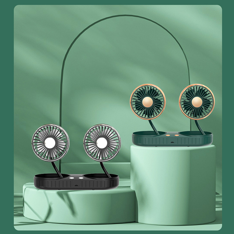 车闪F304 双头软管小风扇内置锂电池USB汽车车用车载车内室内创意