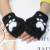 Fleece-Lined Autumn and Winter Outdoor Keep Warm Cute Cat Claw Five-Finger Flip Gloves