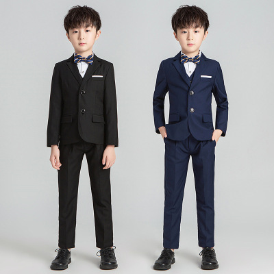 Children's Suit Spring and Autumn Boys Solid Color Suit Dresses of Bride Fellow Kids Set Piano Catwalk Performance Wear One Piece Dropshipping