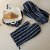 Dark Blue Striped Microwave Oven Gloves Placemat Heat Insulation Gloves Placemat Kit