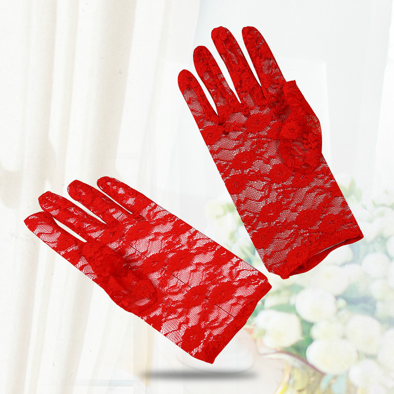Hot Sun Protection Gloves Women‘s Short Creative Lace Gloves Electric Car Sun Protection Gloves Factory Wholesale