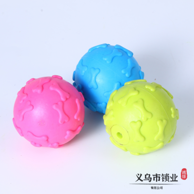 Factory Spot Direct Sales Bone Texture Pet Dog Bite Rubber Toy Ball Multi-Color Optional Pet Toy