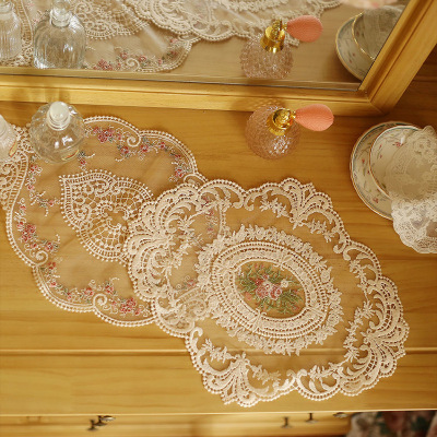 Retro French Lace Table Mat Cup Mat Dining Mat Ins Home Decoration for Shooting Props Girl Embroidered European Tablecloth