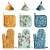 Fresh Printed Thickening Household Microwave Oven Gloves Heat Insulation Oven Gloves Baking Heat Proof Mat Pan Lid Cover