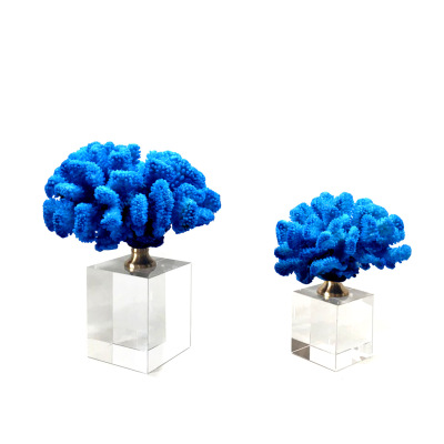 Neoclassical Crystal Blue Coral Resin Craft Ornament Soft Home Hotel Club Decorations