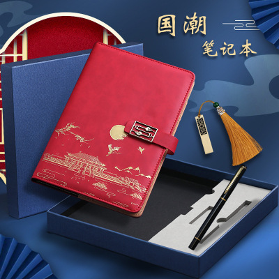 Palace Museum's Cultural and Creative Products National Fashion Notebook A5 Wholesale Business Notepad Gift Box Set Teacher's Day Gift Printable Logo