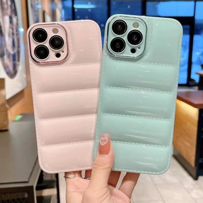 New Creative Air Cushion Drop-Resistant for Iphone12/I13pro Solid Color Phone Case with Glass Lens Protector